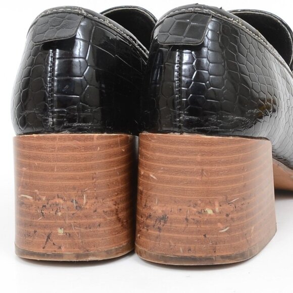 Urban Outfitters Lucy Croc Shiney Slip-on Faux Leather Loafer Block Heel Size 7 - Picture 8 of 14